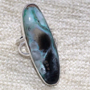 Dendritic Opal 925 Silver Plated Gemstone Handmade Ring US 5.5 GW - Picture 1 of 3