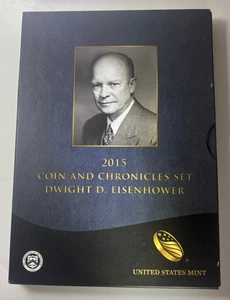 2015 Dwight D. Eisenhower Coin And Chronicles Set. Reverse Proof $1, +Medal, OGP - Picture 1 of 5