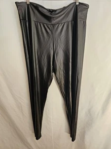 Ambiance Apparel Women’s Plus 3X Black Faux Leather High Rise Stretch Leggings - Picture 1 of 8