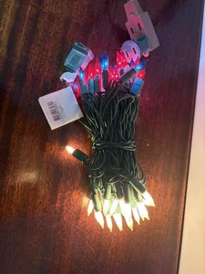 50-Count Clear Mini Christmas Light Set, Red White Blue lights Green Wire  New - Picture 1 of 1