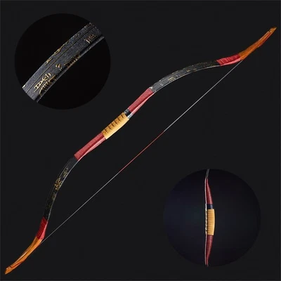 Arco recurvo de tiro con arco hecho a mano arco largo de madera arco de caballo 15-50 lb tiro al blanco caza Foto 1 de 4