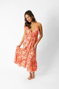 Koy Resort Valencia Midikleid - Rosa Blumenmuster Spaghettiträger - Bild 1 von 13