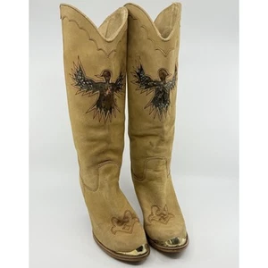 Vintage Zodiac Style Cowgirl Boots Women’s 7B Feather Inlay Bird Western Rodeo - Picture 1 of 17