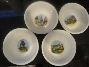 4 WILLIAMS SONOMA EASTER STORY TIME SOUP CEREAL BOWLS BUNNIES RABBITS 2012 - Picture 1 of 7