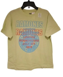 New Ramones Logo London Roundhouse 1976 Boys Medium Punk Rock Neon Green Tee - Picture 1 of 4