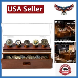 Challenge Coin Display Case for up to 30 Coins – Beautiful 360° Views – Large... - Picture 1 of 10