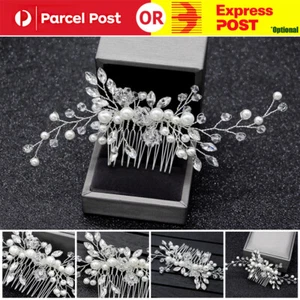 Bridal Headpieces Crystal Wedding Accessories White Jewelry Hair Comb Party AU - Picture 1 of 6