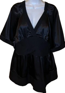 women's bcbg max azria black satin top size large career evening - Picture 1 of 2