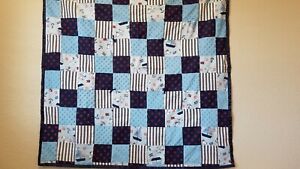Baby Blanket Handcrafted Soft Flannel Crib Size Reversible One-of-a-Kind 