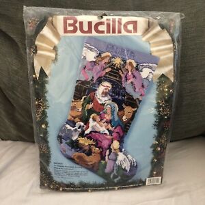 NEW Bucilla Nativity Needlepoint 18" Christmas Stocking Kit Gillum 60712 Sealed