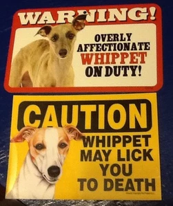 2 Whippet Warning/ Caution Laminated Picture Sign / magnet - Picture 1 of 2