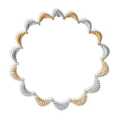 Collar gargantilla con dije de diamantes redondos SI/H naturales de 7,10 quilates de oro blanco/amarillo de 18 k Foto 1 de 4