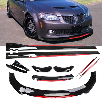 Front Bumper Lip Spoiler Splitter Gloss Black Red For Pontiac G8 G6 GTO Body Kit Foto 1 de 4