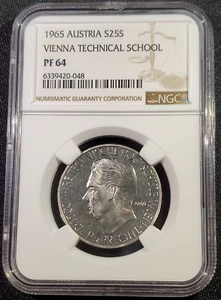 1965 Austria S25 Schilling Silver 150th Anniv. Vienna Tech High School NGC PF 64 - Picture 1 of 4