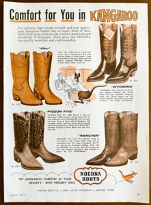 1963 Stivali Nocona STAMPA AD Comfort for You in Kangaroo Carino Kanga Cartone Carino - Foto 1 di 1