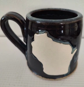 Studio Art Modern Pottery Stone Black Glazed Wisconsin Mug 8 Oz - Picture 1 of 5
