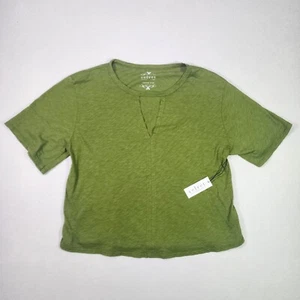 NWT Velvet by Graham & Spencer Shirt M June Vintage Slub Tee Moss Green Cut-Out - Picture 1 of 14