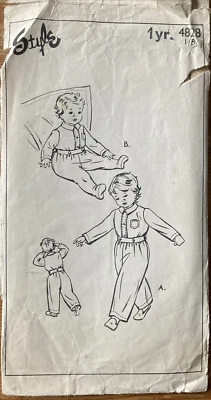 VINTAGE 50s/60s STYLE SEWING PATTERN 4828 SLEEPING SUIT 1 YEAR - Image 1 of 3