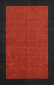 Soft Plush Modern Gabbeh Bordered Oriental 7'x10' Area Rug Handmade Wool Carpet - Picture 1 of 12