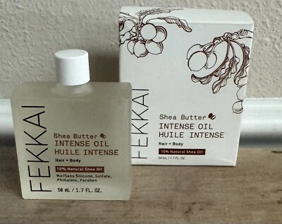 Aceite intenso de manteca de karité FEKKAI para cabello + cuerpo - tamaño completo 50 ml/1,7 oz en caja Foto 1 de 3
