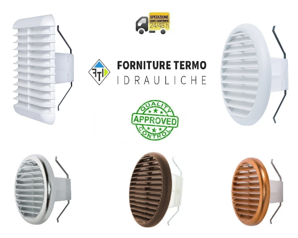 GRIGLIE VENTILAZIONE UNIVERSALI IN MATERIALE TERMOPLASTICO COLORATE A MOLLE - Immagine 1 di 1