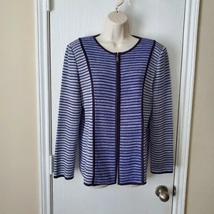 Misook Striped Full Zip Blazer Jacket Small - Picture 1 of 7