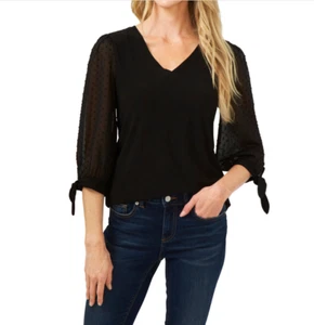 Top tejido CeCe con mangas tejidas con clip-punto negro talla XS 3967 - Imagen 1 de 1