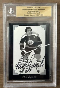 2004 ITG ULTIMATE MEMORABILIA PHIL ESPOSITO SCRAPBOOK SILVER AUTOGRAPH 1/60 - Picture 1 of 2