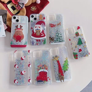 Quicksand Liquid Glitter Xmas Santa Tree Elk Boots Phone Case For Xiaomi Redmi - Picture 1 of 18