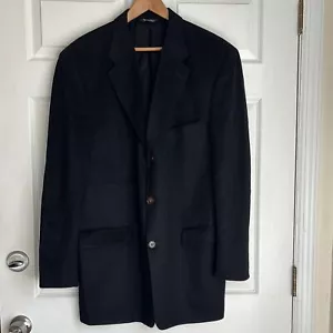 Bill Blass 100% Cashmere Classic Black Men's Blazer size 48 Long 3 button blazer - Picture 1 of 11