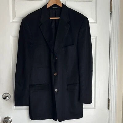 Blazer Bill Blass 100 % cachemir clásico negro para hombre talla 48 largo 3 botones Foto 1 de 4
