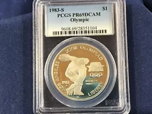 1983-S Olympic Proof Silver Dollar PCGS PR69DCAM   B0778 - Picture 1 of 13