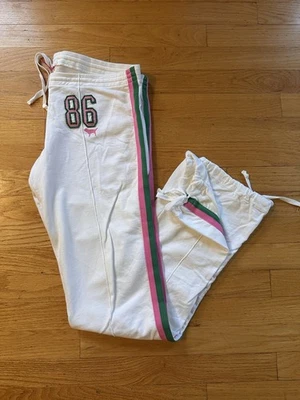 Pantalones de pijama vintage Y2K Victoria’s Secret blanco ROSA 86 logotipo talla S Foto 1 de 4