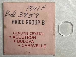 Vintage Genuine Bulova Accutron 1841F Bulova 3957 Watch Group B Crystal NOS - Picture 1 of 3