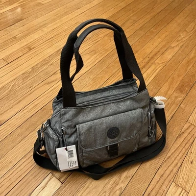Новый с Ярлыками Kipling HB6124 Felix L Дамская сумка через плечо сумочка нейлона серебро мерцание - Изображение 1 из 4
