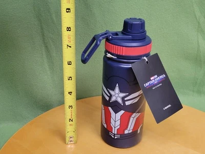Marvel Studios Captain America Schöne neue Welt Blau Metall Wasserflasche 8 Unzen NEU - Bild 1 von 4