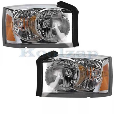 JUEGO DE PARES DE FAROS CON BISEL CROMADO Y BOMBILLA PARA CAMIONETA Dakota 05-07 Foto 1 de 4