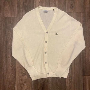 Cream izod Lacoste cardigan size L  Message for any questions - Picture 1 of 6