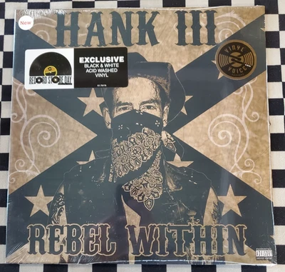 Rebel Within LP by Hank III black & white acid washed vinyl 2025 sealed new - Image 1 of 2
