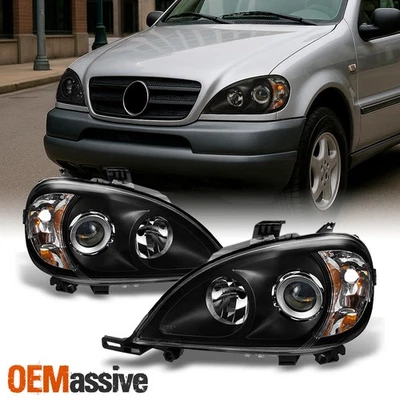 Fit Black 1998-2001 Mercedes Benz W163 ML320 ML430 Projector Headlights Lamps - Imagem 1 de 4