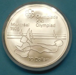 1975 CANADA Queen Elizabeth II Olympics Sailing BU Silver $10 Coin- Uncirculated - Picture 1 of 2
