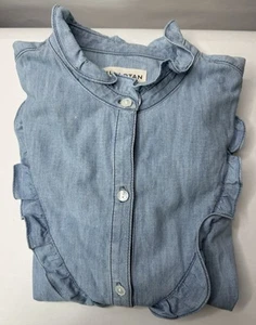 Nili Lotan Western Chambray Long Sleeve Button Up Top Size M - Picture 1 of 6