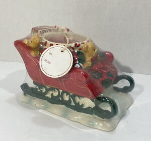 CERAMIC SLEIGH FILLED CANDLE - Spice Scented - NEW!! Bears Christmas Holiday