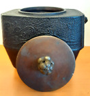 Bouilloire japonaise antique en fonte - Couvercle bronze cérémonie du thé