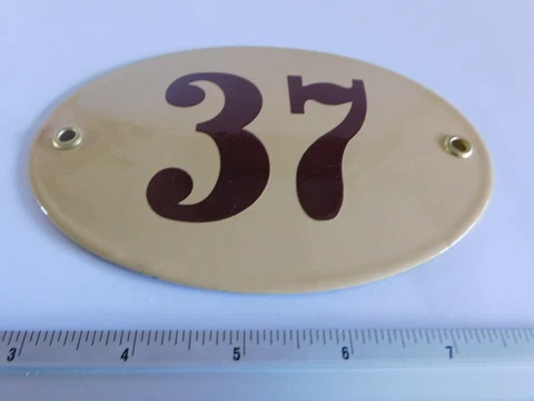 Old Vintage Art Nouveau Enamel Porcelain House Door Number Street Sign Plaque 37 Cover