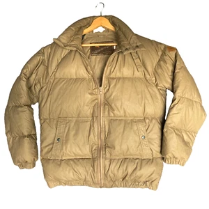Down Puffer Jacket Mens L Tan Khaki A1 Adventure Gear Alpine Spy Water Fowl Coat - Picture 1 of 16