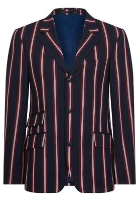MENS MERC LONDON BOATING STRIPE MOD BLAZER JACKET HEMMINGWAY - DARK BLUE  - Image 1 of 2