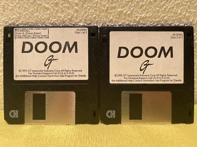 DOOM G COMPUTER GAME SHAREWARE ID SOFTWAR3.5" Floppy DISK 1 & 2 - Image 1 of 2