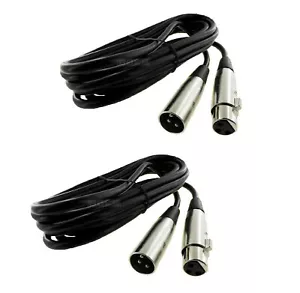 Paquete de 2 cables de micrófono de extensión XLR de 6 pies y 3 pines macho hembra M/F - Imagen 1 de 1