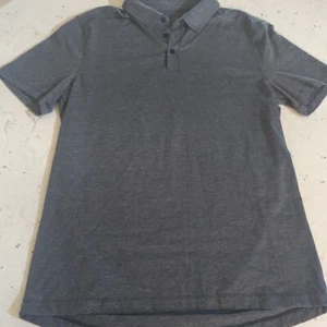 Lululemon Polo Shirt Men Large Gray Solid Short Sleeve Stretch Casual Golf - Picture 1 of 12